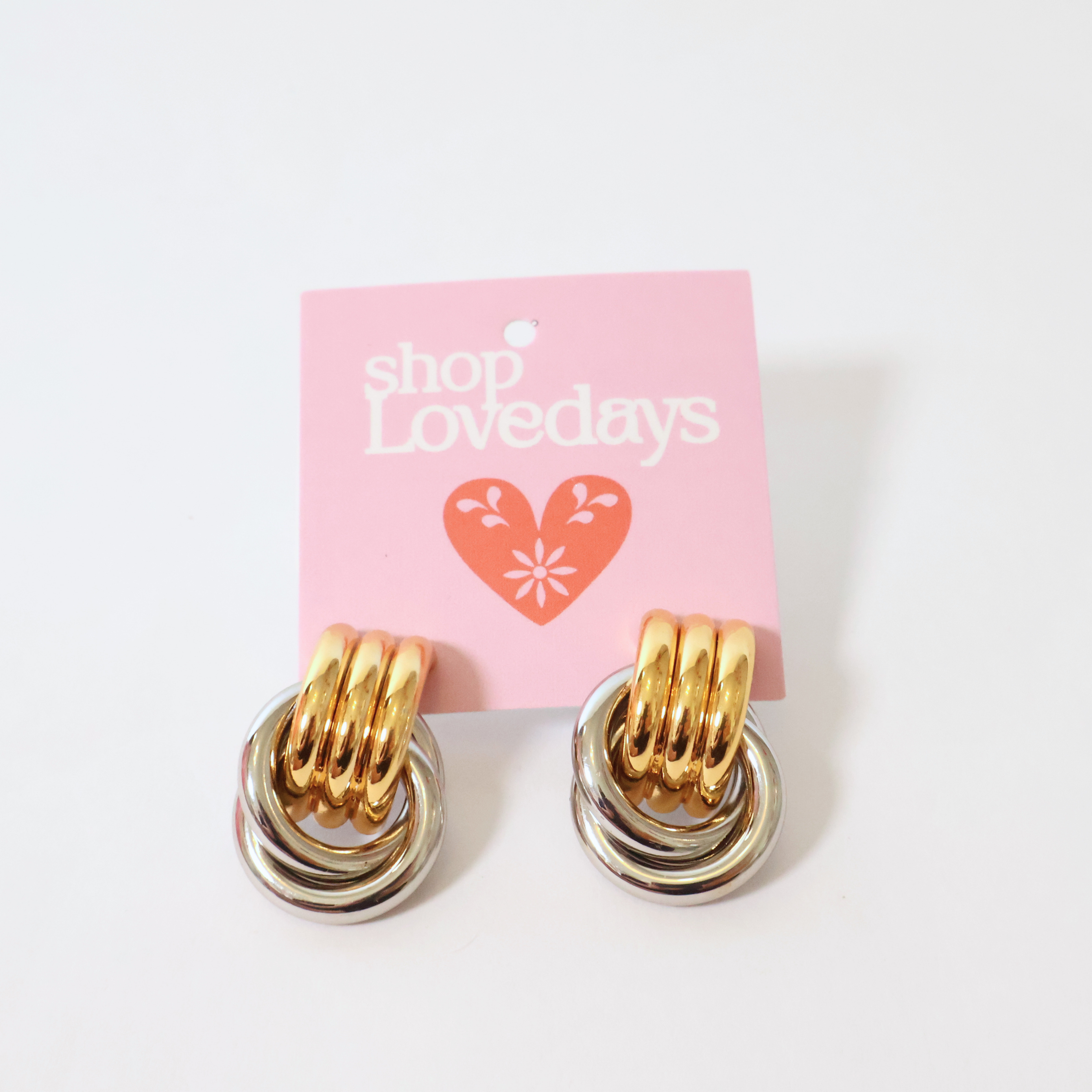 Photo of the earrings on a product tag