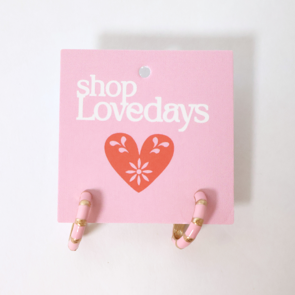 pink junie hoops on product tag