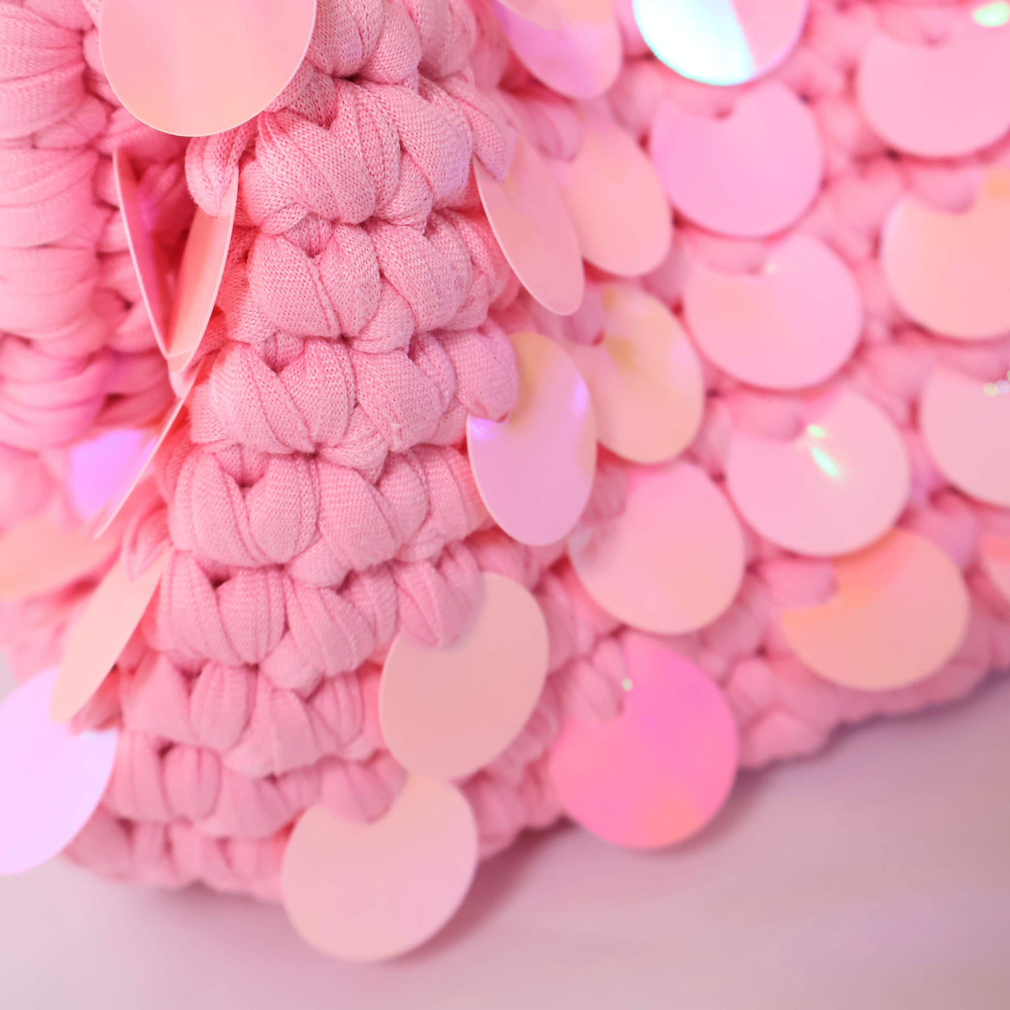 Close up of the pink bag 