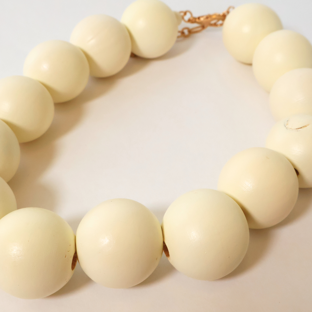 Close up of wooden beads